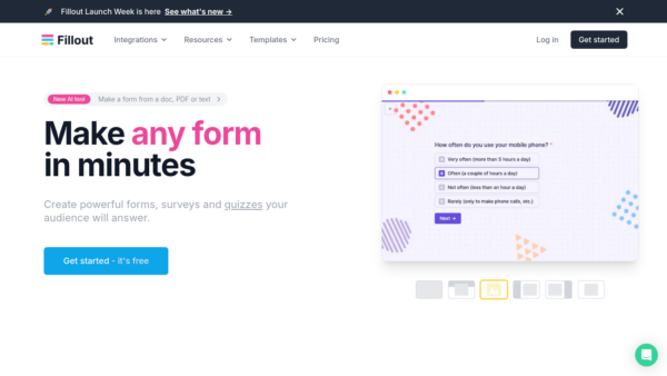 Fillout Website Screenshot